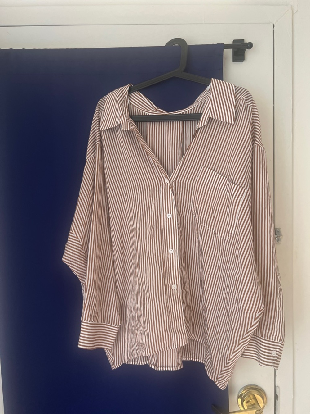 Zara Striped Oversized Button-Down Shirt